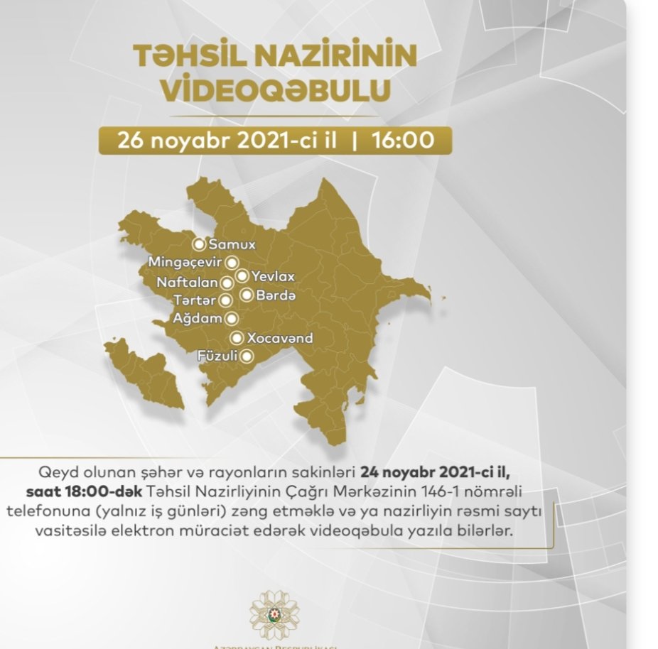Təhsil nazirinin növbəti videoqəbulu keçiriləcək