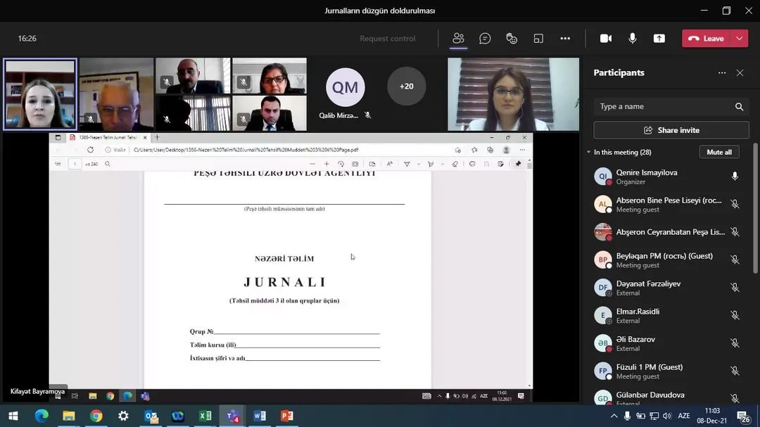 Peşə təhsili üzrə yeni hazırlanmış təhsil proqramları və təlim materiallarının tətbiqi ilə bağlı virtual təlim keçirilib